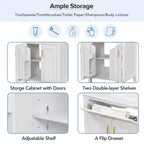 Meuble-lavabo de salle de bain de 24 pouces avec évier en céramique, tiroir basculant et étagère réglable, meuble de salle de bain autoportant pour petits espaces