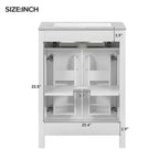 Meuble-lavabo de salle de bain de 24 pouces avec évier en céramique, tiroir basculant et étagère réglable, meuble de salle de bain autoportant pour petits espaces