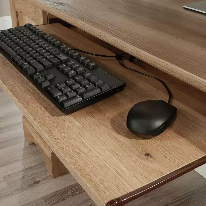 TUYOHW 59.45 Bureau d'ordinateur, Bureau avec tablette coulissante pour clavier, 2 tiroirs et 1 armoire, Bureau d'écriture pour bureau à domicile, étude, salle de jeux