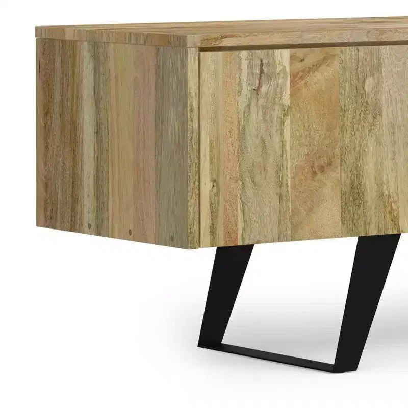 Meuble TV industriel moderne en bois massif Mitchell de 72 po de largeur pour téléviseurs jusqu'à 80 po