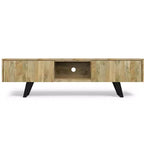 Meuble TV industriel moderne en bois massif Mitchell de 72 po de largeur pour téléviseurs jusqu'à 80 po
