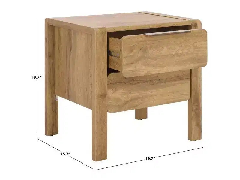 Table de chevet Angeria 2 tiroirs - NST3109 - Chêne/Laiton - Safavieh