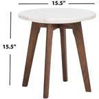 Table d'appoint ronde en marbre Marini - ACC8100 - Marbre/Noyer - Safavieh