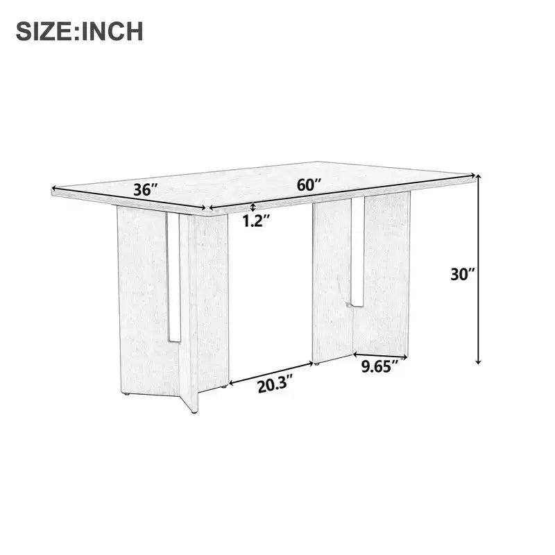 Table à manger rectangulaire Whisen 60, table à manger de style rustique en bois avec pieds découpés