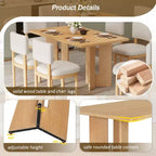 Table à manger rectangulaire Whisen 60, table à manger de style rustique en bois avec pieds découpés