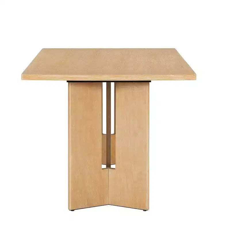 Table à manger rectangulaire Whisen 60, table à manger de style rustique en bois avec pieds découpés