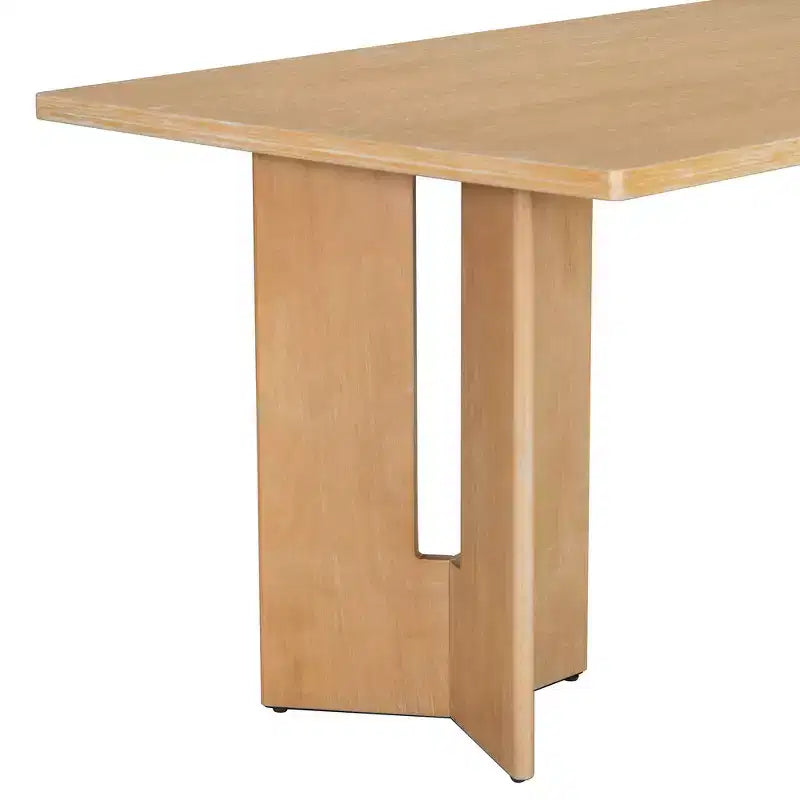 Table à manger rectangulaire Whisen 60, table à manger de style rustique en bois avec pieds découpés