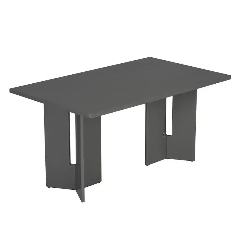 Table à manger rectangulaire Whisen 60, table à manger de style rustique en bois avec pieds découpés