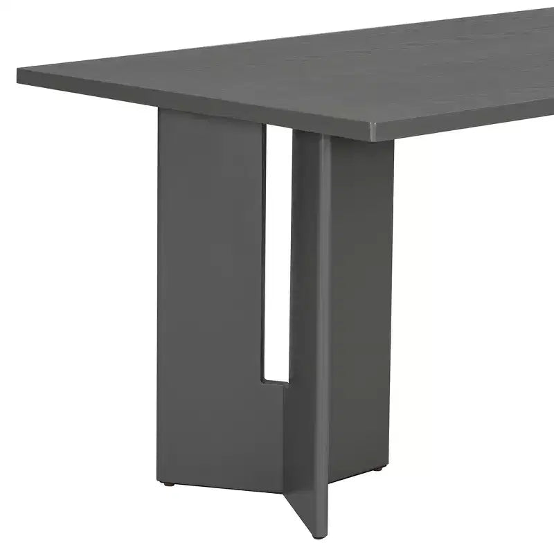 Table à manger rectangulaire Whisen 60, table à manger de style rustique en bois avec pieds découpés