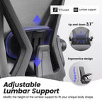Chaise de bureau ergonomique KERDOM, Chaise de bureau en maille avec support lombaire et accoudoirs réglables, Noir