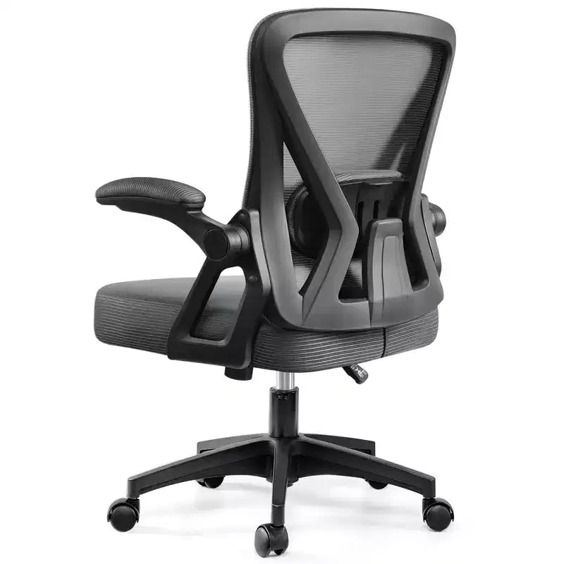 Chaise de bureau ergonomique KERDOM, Chaise de bureau en maille avec support lombaire et accoudoirs réglables, Noir
