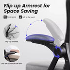 Chaise de bureau ergonomique KERDOM, Chaise de bureau en maille avec support lombaire et accoudoirs réglables, Noir