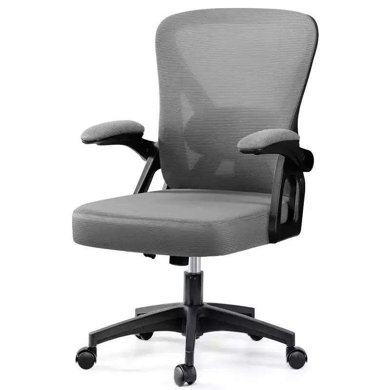 Chaise de bureau ergonomique KERDOM, Chaise de bureau en maille avec support lombaire et accoudoirs réglables, Noir