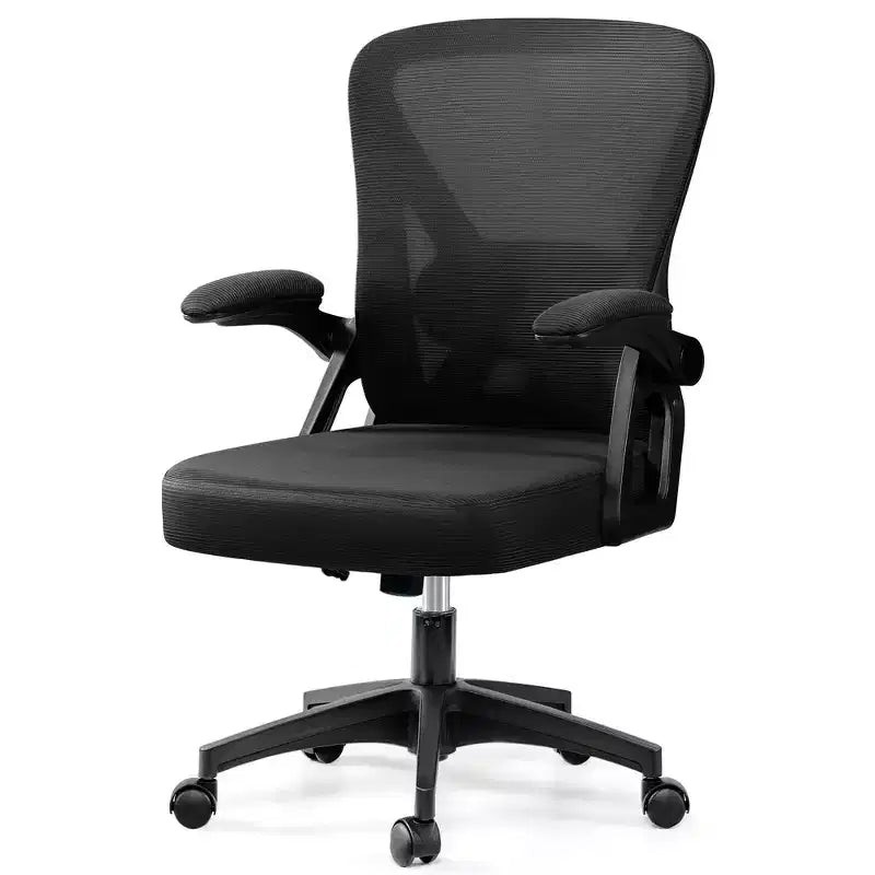 Chaise de bureau ergonomique KERDOM, Chaise de bureau en maille avec support lombaire et accoudoirs réglables, Noir