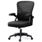 Chaise de bureau ergonomique KERDOM, Chaise de bureau en maille avec support lombaire et accoudoirs réglables, Noir