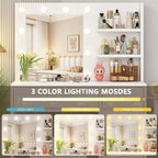 BALHAM TRADE-Coiffeuse avec Lumières et Rangement Tiroir Électrique Étagères 3 Modes d'Éclairage Luminosité Réglable
