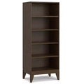 Pearson SOLID HARDWOOD 66 inch x 24 inch Mid Century Modern 5 Shelf Bookcase