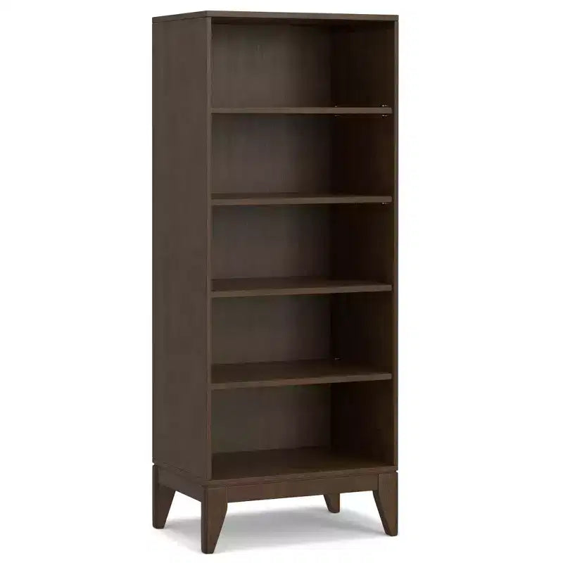 Pearson SOLID HARDWOOD 66 inch x 24 inch Mid Century Modern 5 Shelf Bookcase