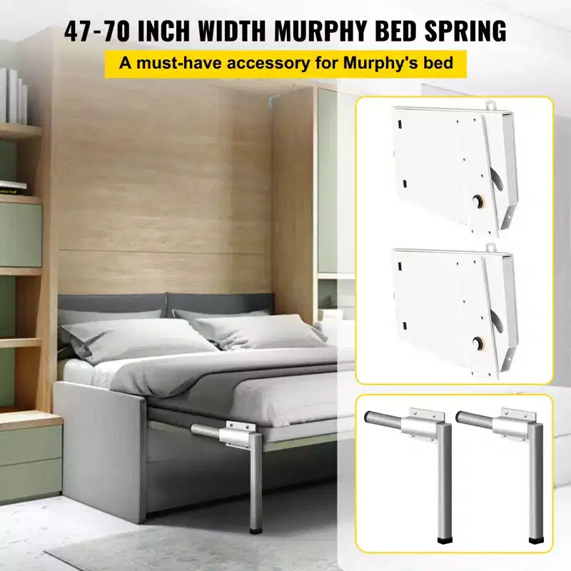 VEVOR Mécanisme de Ressorts Muraux Murphy, Kit de Quincaillerie de Support Robuste Bricolage pour Lit King Size Queen Size (Vertical), Blanc