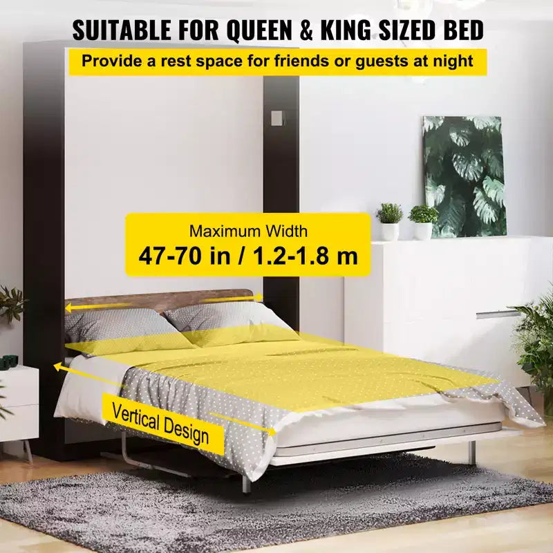 VEVOR Mécanisme de Ressorts Muraux Murphy, Kit de Quincaillerie de Support Robuste Bricolage pour Lit King Size Queen Size (Vertical), Blanc