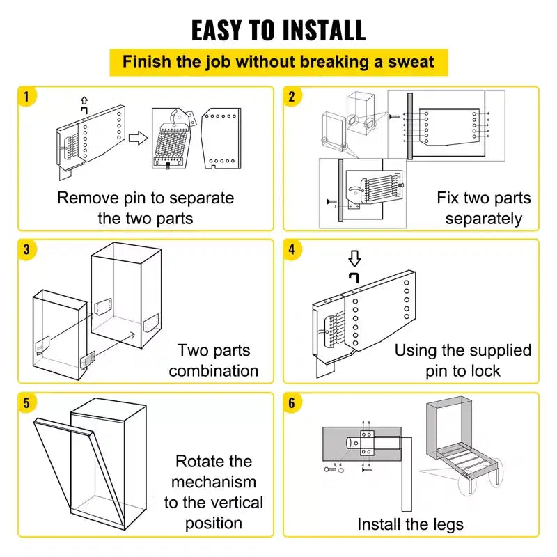 VEVOR Mécanisme de Ressorts Muraux Murphy, Kit de Quincaillerie de Support Robuste Bricolage pour Lit King Size Queen Size (Vertical), Blanc