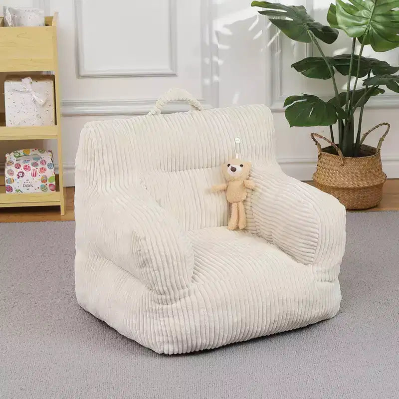 Pouf enfant avec motif ours fraise, canapé doux en velours côtelé pour tout-petits garçons et filles, siège confortable pour lire, jouer et faire la sieste