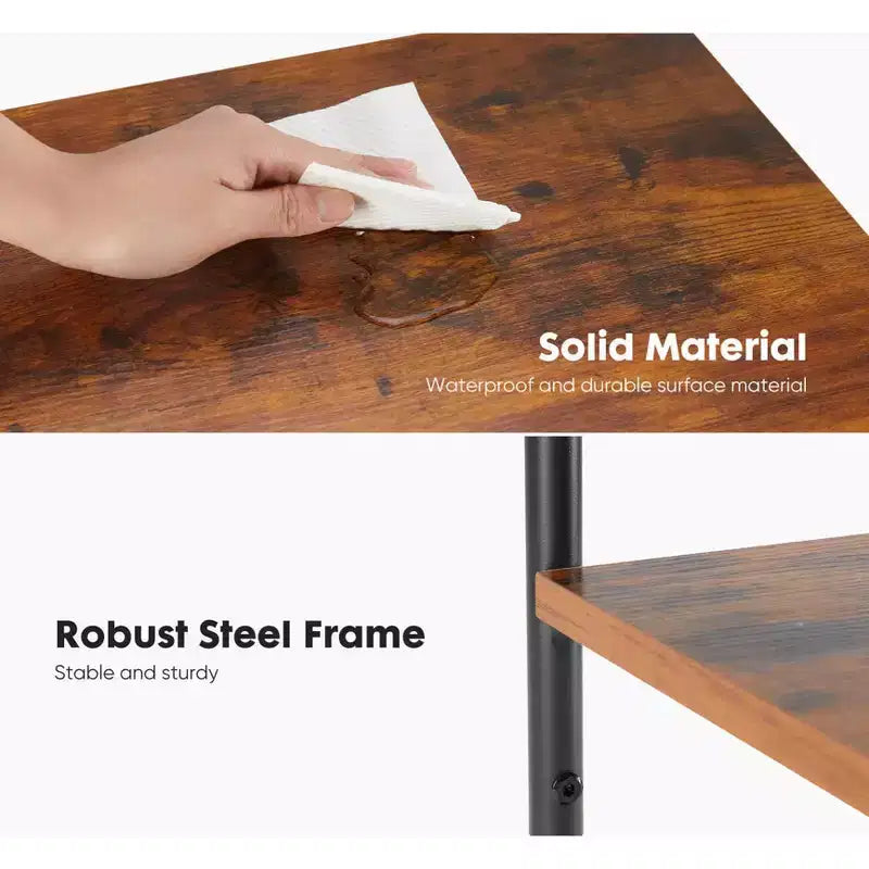 MAYEERTY Table basse 3 niveaux à hauteur réglable, Table de chevet de rangement peu encombrante, Rouille