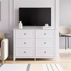 53,9 Commode de style champêtre à 6 tiroirs, grande commode de rangement en bois avec tiroirs profonds pour chambre à coucher, salon et couloir