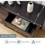 53,9 Commode de style champêtre à 6 tiroirs, grande commode de rangement en bois avec tiroirs profonds pour chambre à coucher, salon et couloir