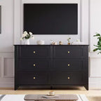53,9 Commode de style champêtre à 6 tiroirs, grande commode de rangement en bois avec tiroirs profonds pour chambre à coucher, salon et couloir
