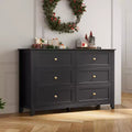 53.9 Farmhouse 6-Drawer Dresser, Tall Wood Storage Chest with Deep Drawers for Bedroom, Living Room and Hallway