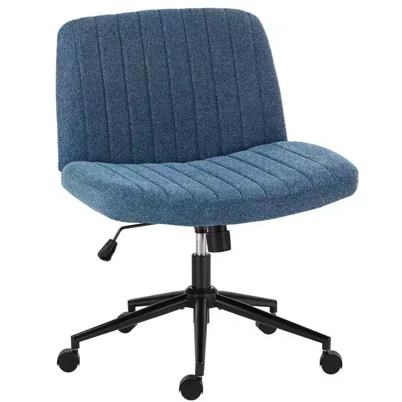 Chaise de bureau MAYEERTY à pattes croisées, chaise en tissu pivotante sans accoudoirs avec roulettes remplaçables et base fixe
