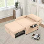 MAYEERTY Canapé-lit gigogne 3 en 1 avec prise de charge pour salon et salle de loisirs, couleur beige