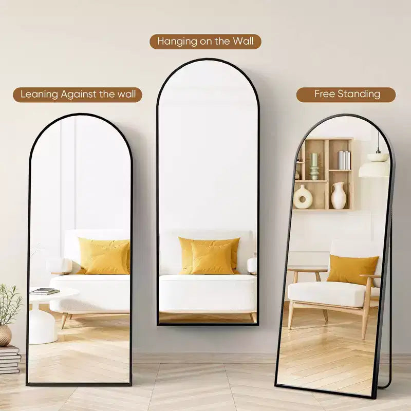 MAYEERTY Miroir Mural en Arc Pleine Longueur 71x26 Pouces, à Poser, Suspendre ou Appuyer