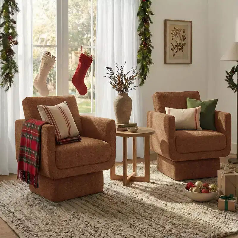 Lot de 2 fauteuils d'appoint modernes pivotants à 360°, fauteuils de salon rembourrés avec assise épaisse de 16,5 cm pour salon, chambre ou bureau - Panipeachy