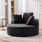 KERDOM Ensemble de 2 canapés ronds surdimensionnés, canapé-fauteuil individuel "nuage" avec assise profonde, aucun assemblage requis, noir