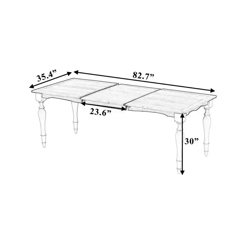MAYEERTY 82.7 Table à manger extensible traditionnelle vintage, rallonge amovible de 23.6, finition naturelle