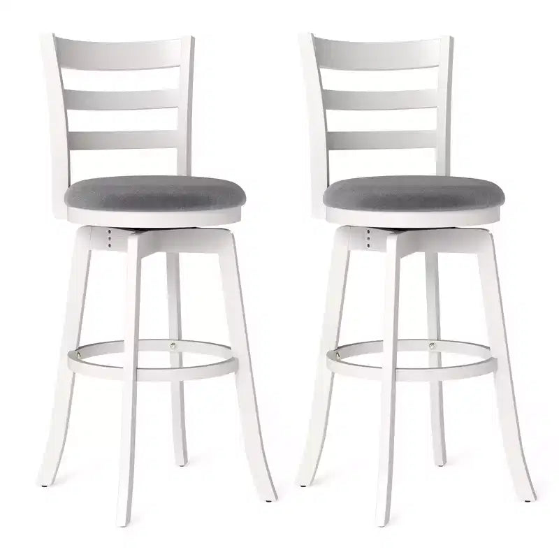 Costway 30.5'' Swivel Barstools Set of 2 w/Backrest & Upholstered Seat Footrest for Pub