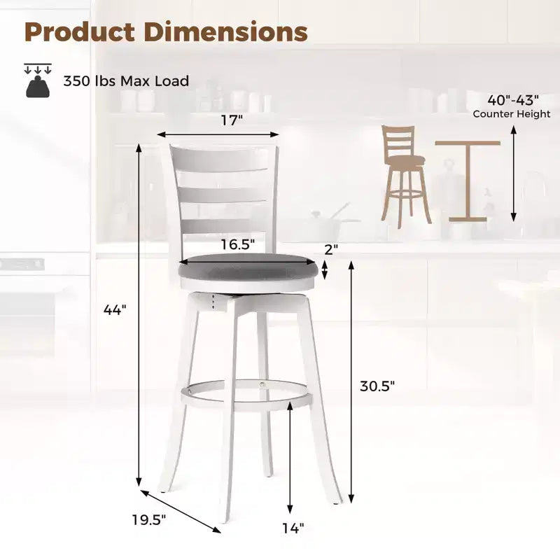 Lot de 2 tabourets de bar pivotants Costway 77,5 cm avec dossier et repose-pieds rembourrés pour pub