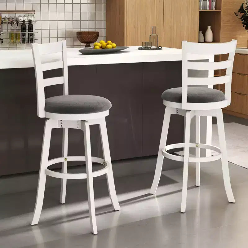 Lot de 2 tabourets de bar pivotants Costway 77,5 cm avec dossier et repose-pieds rembourrés pour pub