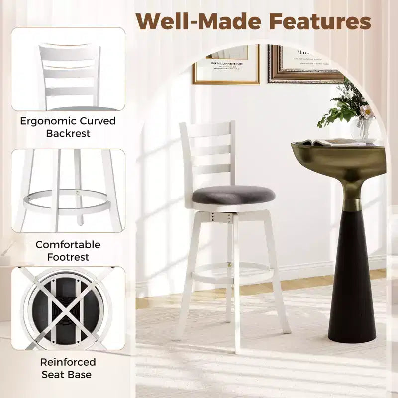 Lot de 2 tabourets de bar pivotants Costway 77,5 cm avec dossier et repose-pieds rembourrés pour pub