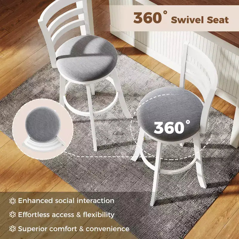 Lot de 2 tabourets de bar pivotants Costway 77,5 cm avec dossier et repose-pieds rembourrés pour pub