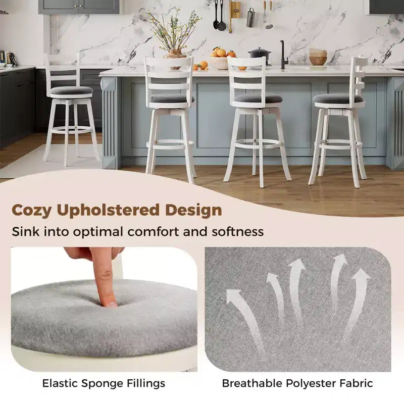 Lot de 2 tabourets de bar pivotants Costway 77,5 cm avec dossier et repose-pieds rembourrés pour pub