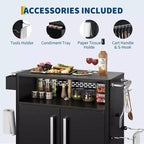 Chariot de service avec rangement, îlot de cuisine en acier inoxydable avec armoire, étagères ouvertes, crochets et porte-épices, chariot de barbecue pour l'intérieur et l'extérieur