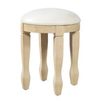 Coiffeuse vintage avec miroir à cadre floral incurvé, 5 tiroirs et tabouret assorti, marron + blanc antique – ModernLuxe
