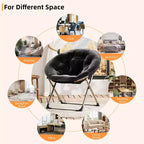 Fauteuil soucoupe géant en peluche pour chambre ou dortoir – Chaise longue d'appoint pliable avec cadre métallique robuste, assise ultra confortable, Noir et or