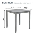 MAYEERTY Table de salle à manger carrée en bois, hauteur comptoir, table de cuisine grise pour petit espace, la table uniquement