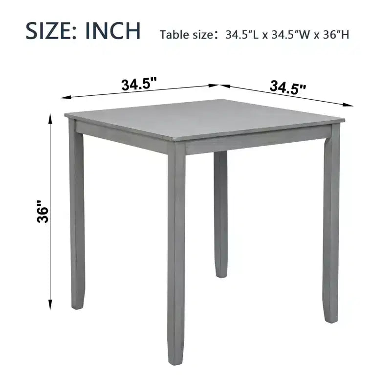 MAYEERTY Table de salle à manger carrée en bois, hauteur comptoir, table de cuisine grise pour petit espace, la table uniquement