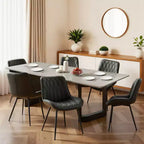 Acekool Lot de 2 chaises de salle à manger modernes en PU noir, chaises d'appoint rembourrées avec pieds en métal pour salle à manger et salon