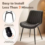 Acekool Lot de 2 chaises de salle à manger modernes en PU noir, chaises d'appoint rembourrées avec pieds en métal pour salle à manger et salon